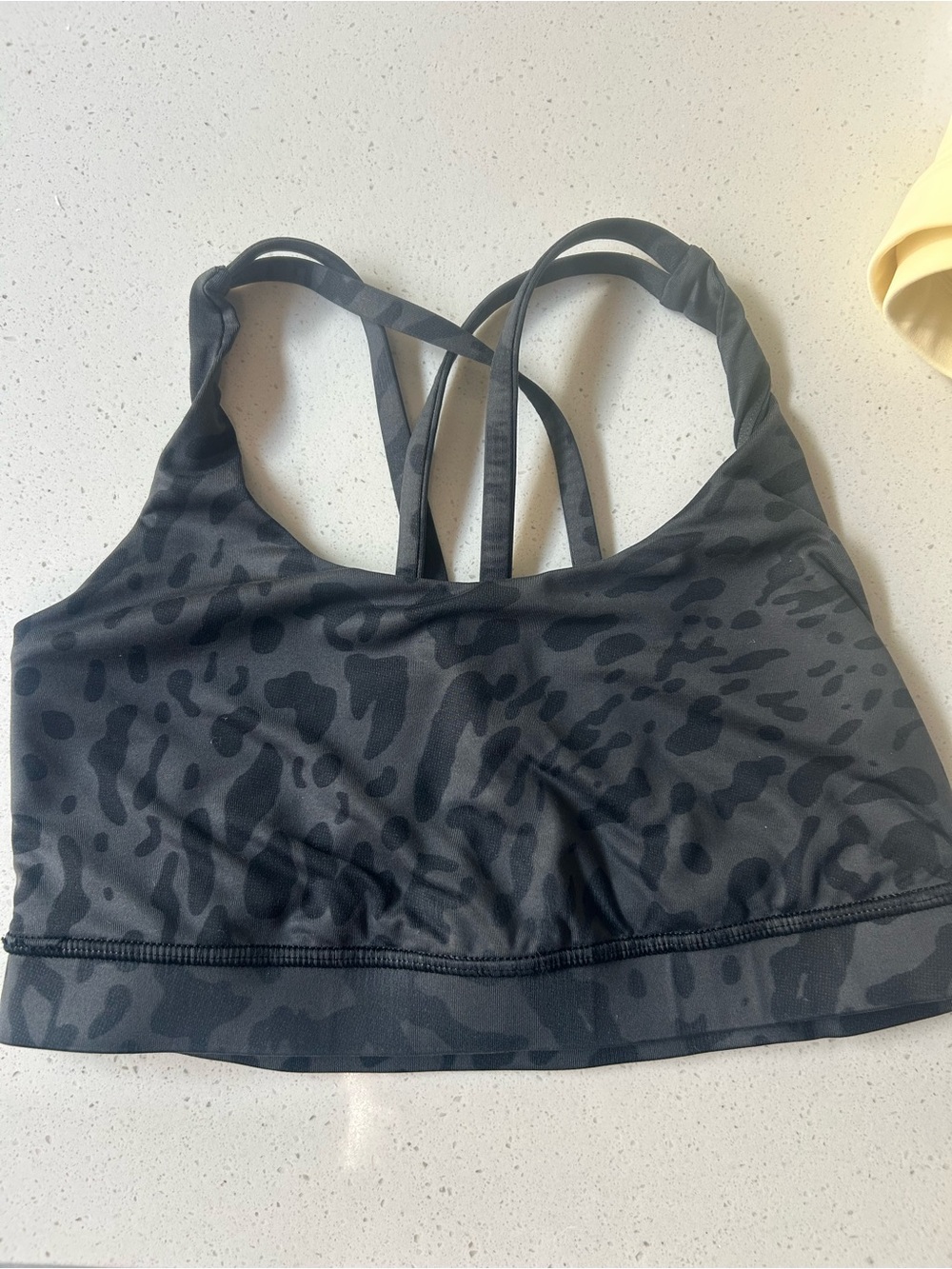 lululemon athletica Black Grey Leopard-Print Strappy Sports Bra